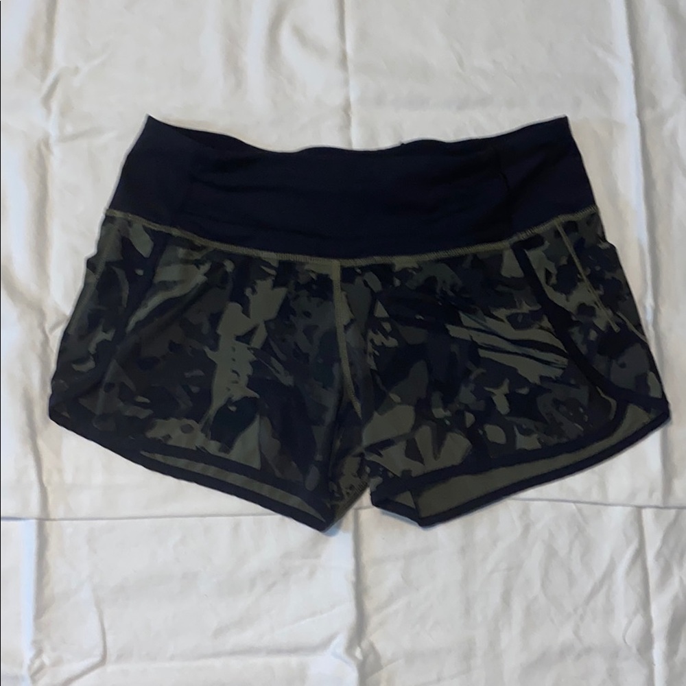 Lululemon Women's Black and Green Camouflage Shorts